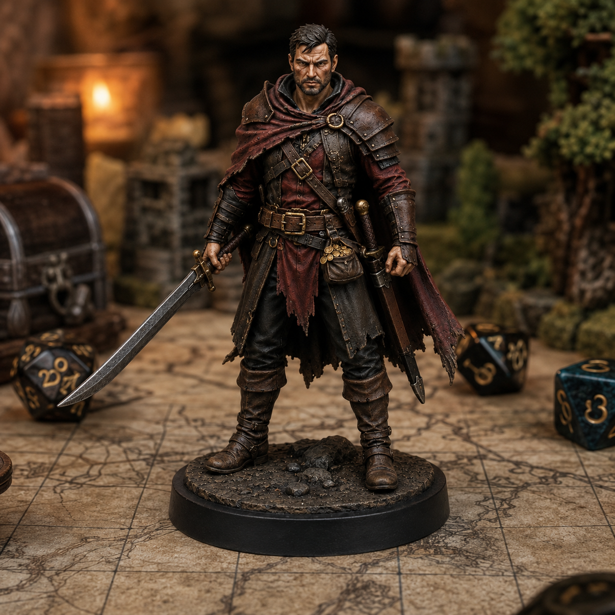 Bandit Captain STL — DnD Fantasy Highway Robber Leader Miniature 3D Print Tabletop