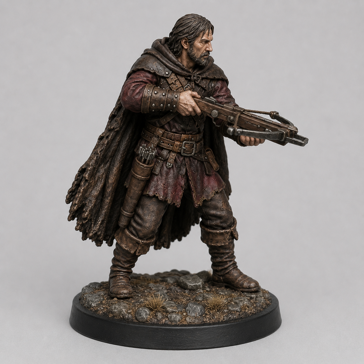 Bandit Crossbowman STL — DnD Fantasy Highway Robber Sniper Miniature 3D Print Tabletop