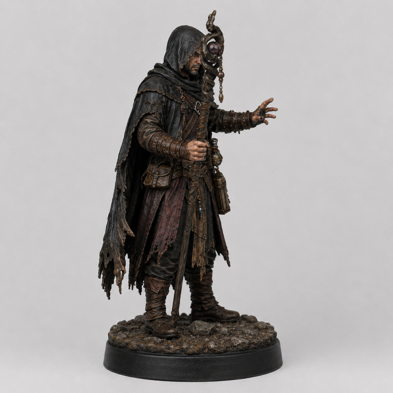 Bandit Sorcerer STL — DnD Fantasy Hexer Outlaw Mage Miniature 3D Print Tabletop RPG
