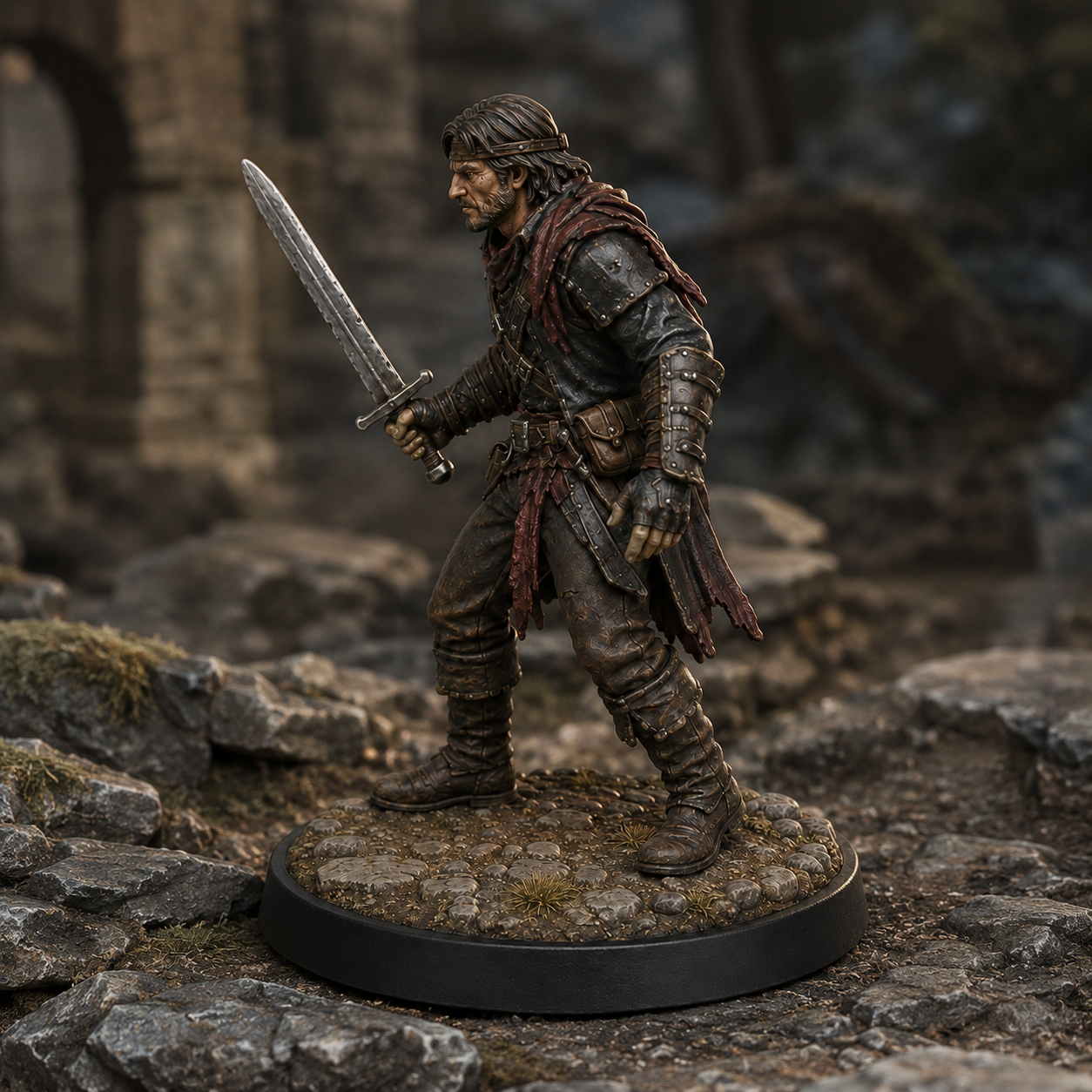 Bandit Swordsman STL — DnD Fantasy Highway Robber Duelist Miniature 3D Print Tabletop