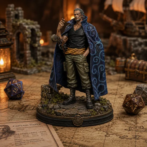 One Piece STL Benn Beckman 3D Print - DND Anime Miniature Red Hair Pirates First Mate