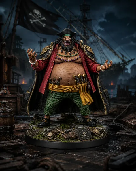 One Piece STL Blackbeard 3D Print - DND Anime Miniature Marshall D Teach Yonko Statue — 3D printable STL