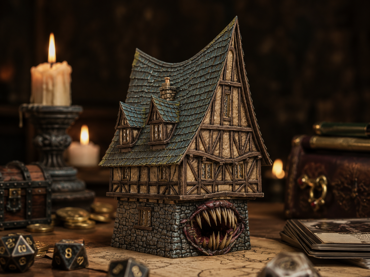 Haunted House STL — DnD Fantasy Diorama Scenery Terrain 3D Print Tabletop Halloween — main view