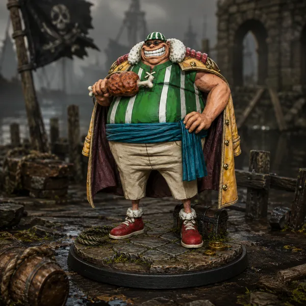 One Piece STL Lucky Roo 3D Print - DND Anime Miniature Red Hair Pirates Statue