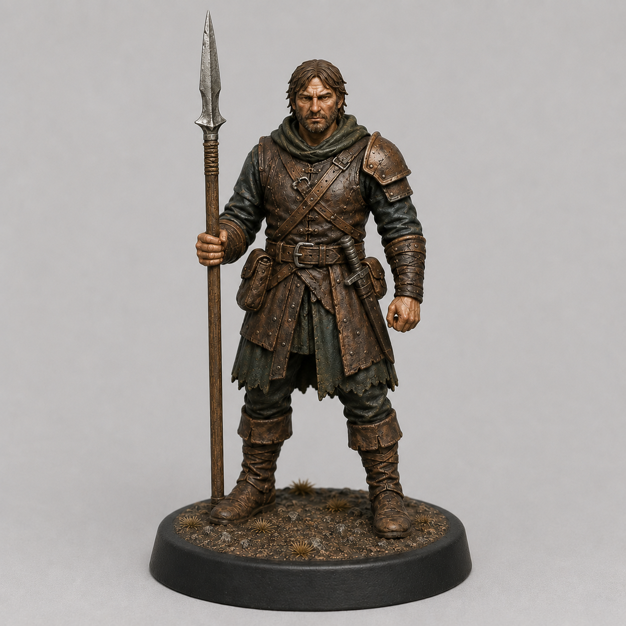 Mercenary Spearman STL — DnD Fantasy Sellsword Pike Phalanx Miniature 3D Print Tabletop RPG — main view