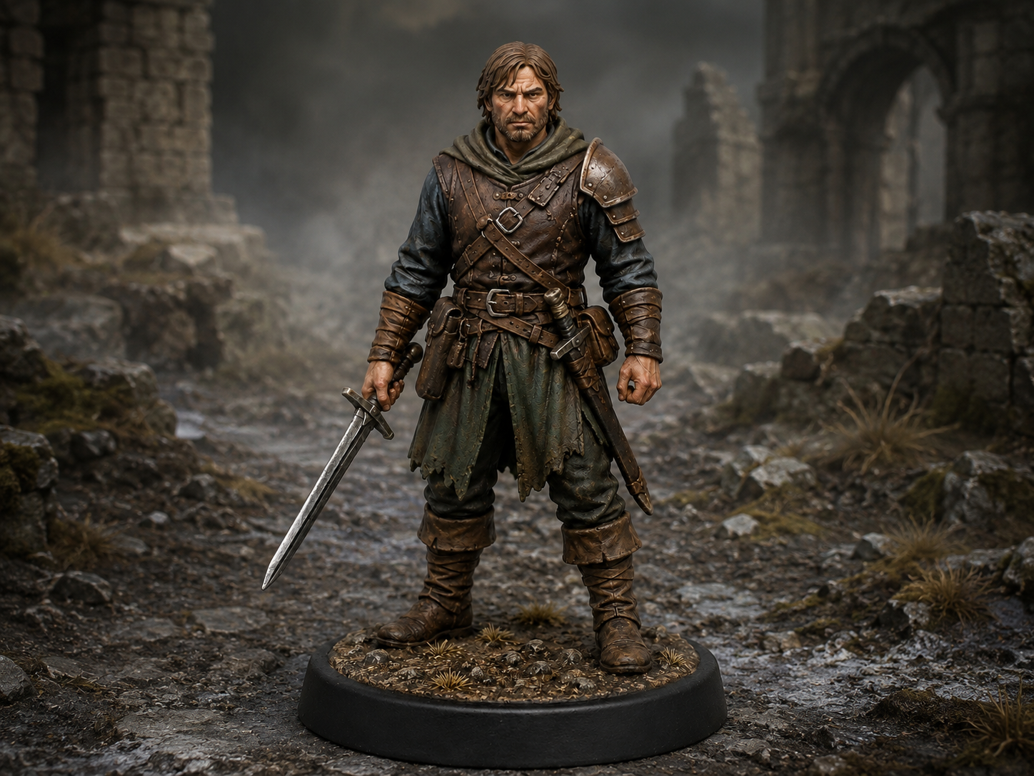 Mercenary Twin Blades STL — DnD Fantasy Quick Draw Sellsword Duelist Miniature 3D Print Tabletop — main view