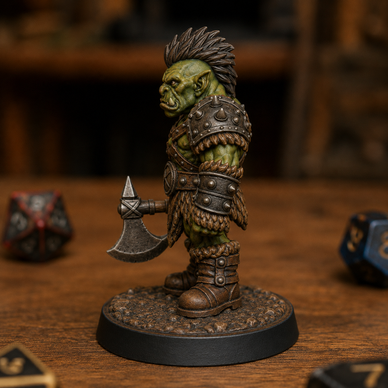 Orc Warrior with Axe STL — Ragnarok Online Inspired Orc Miniature for DnD 3D Print Tabletop — main view