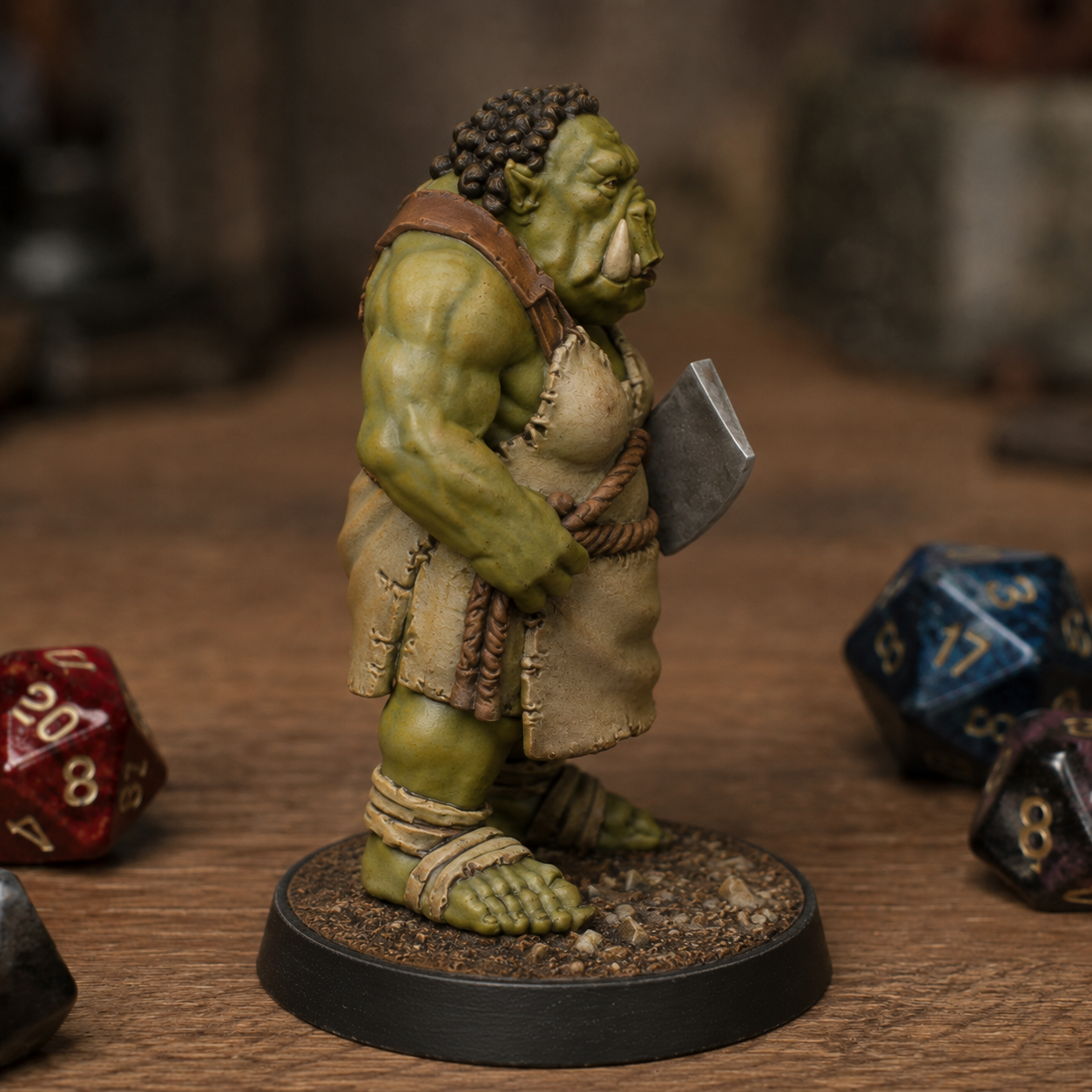 Orc Lady STL — Ragnarok Online Inspired Female Orc Warrior Miniature for DnD 3D Print — main view
