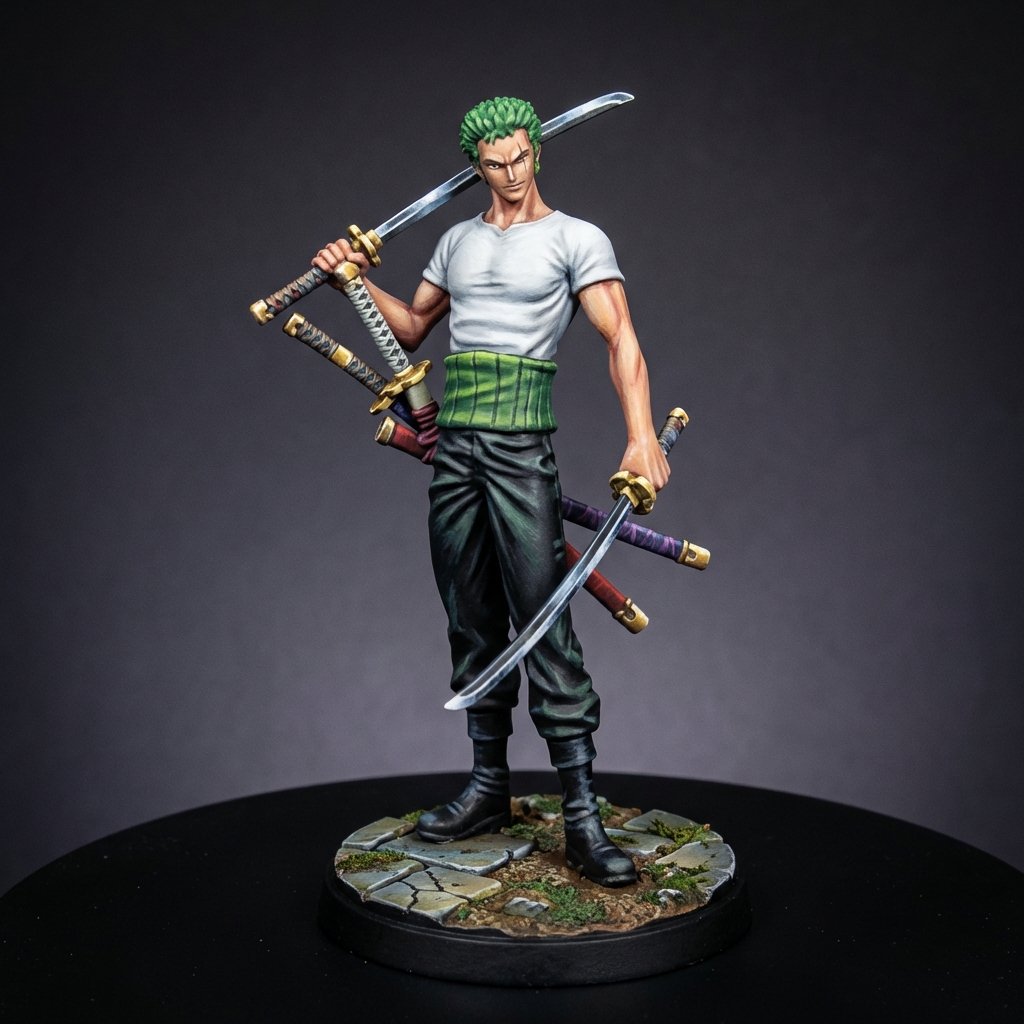 Roronoa Zoro STL · DND Anime Miniature — One Piece 3D Print | Pre-Timeskip · Straw Hat Swordsman — 3D printable STL