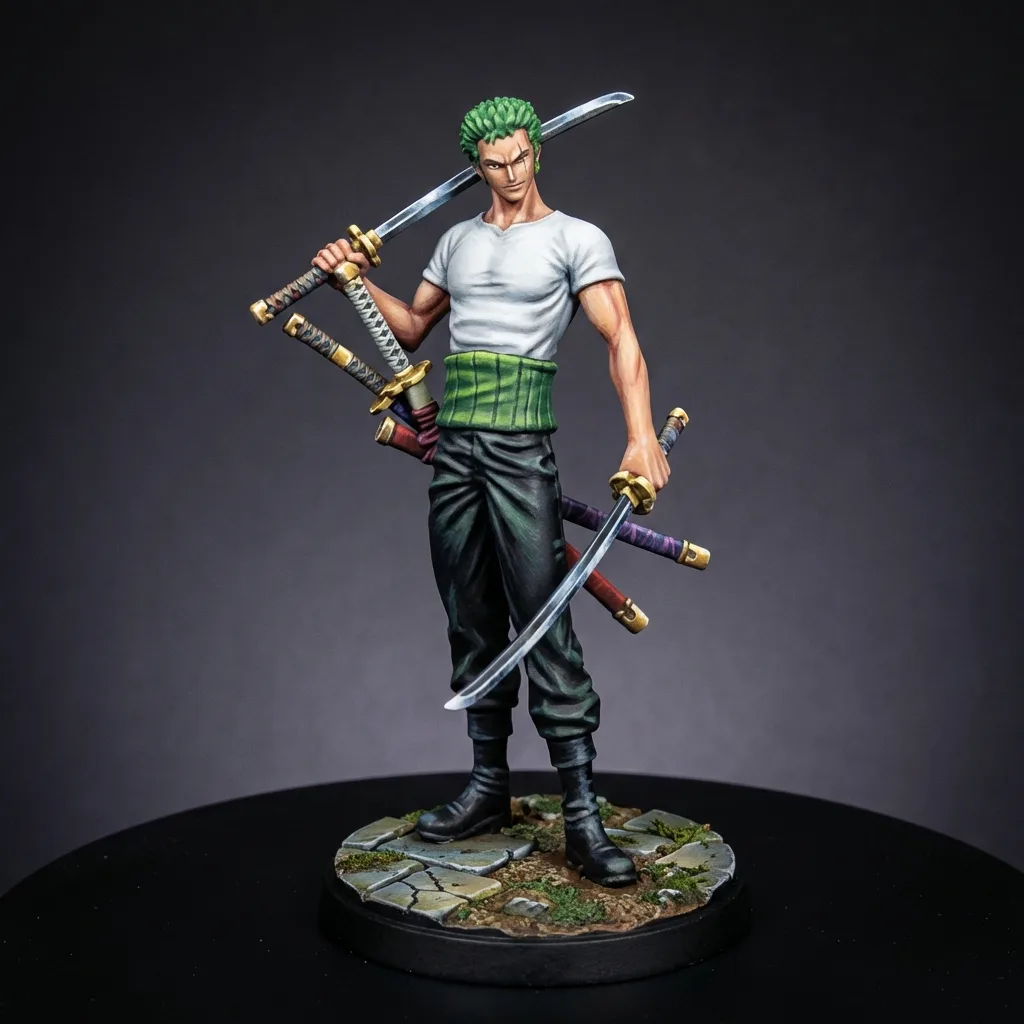 Roronoa Zoro STL · DND Anime Miniature — One Piece 3D Print | Pre-Timeskip · Straw Hat Swordsman — main view