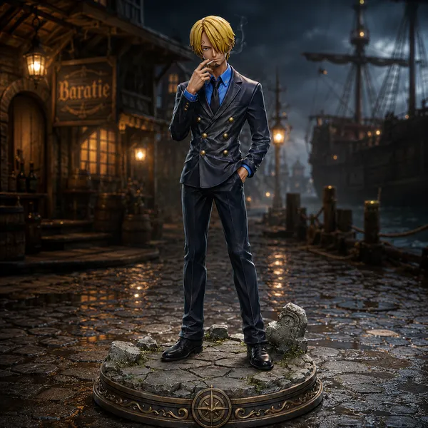 One Piece STL Sanji 3D Print - DND Anime Miniature Black Leg Cook Baratie Diorama Statue — 3D printable STL