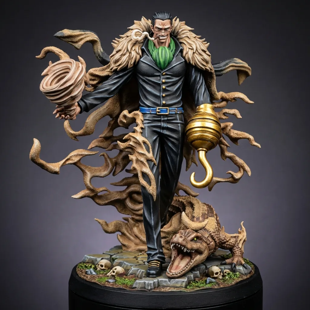 Sir Crocodile · Mr. 0 STL · DND Anime Miniature — One Piece 3D Print | Former Shichibukai · Baroque Works Boss — main view