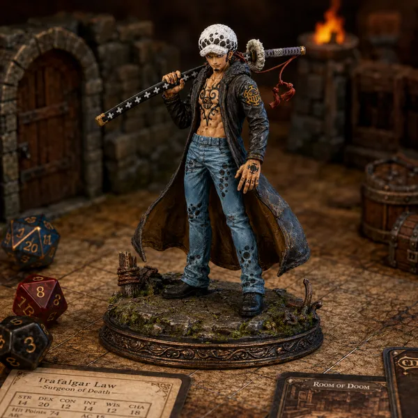 One Piece STL Trafalgar Law 3D Print - DND Anime Miniature Surgeon of Death Heart Pirates — 3D printable STL