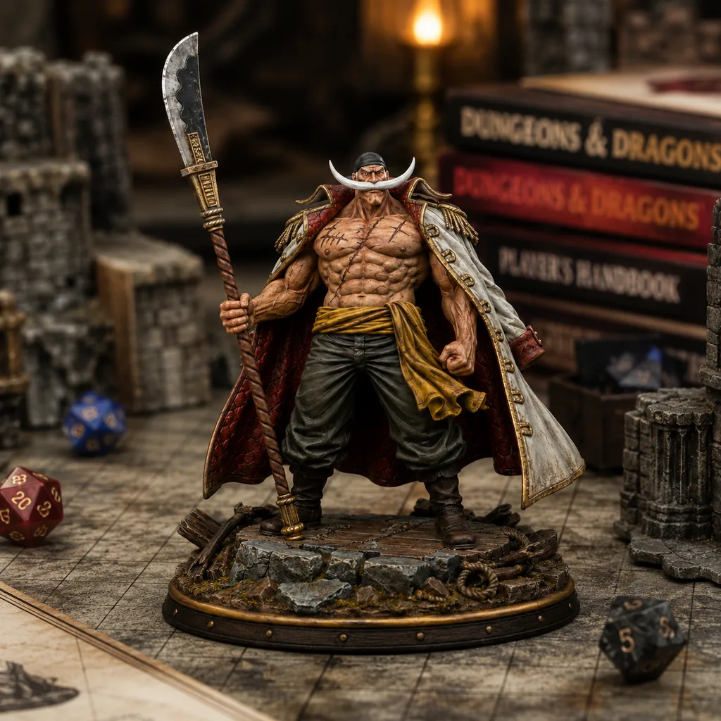 One Piece STL Whitebeard 3D Print - DND Anime Miniature Edward Newgate Yonko Bisento — main view